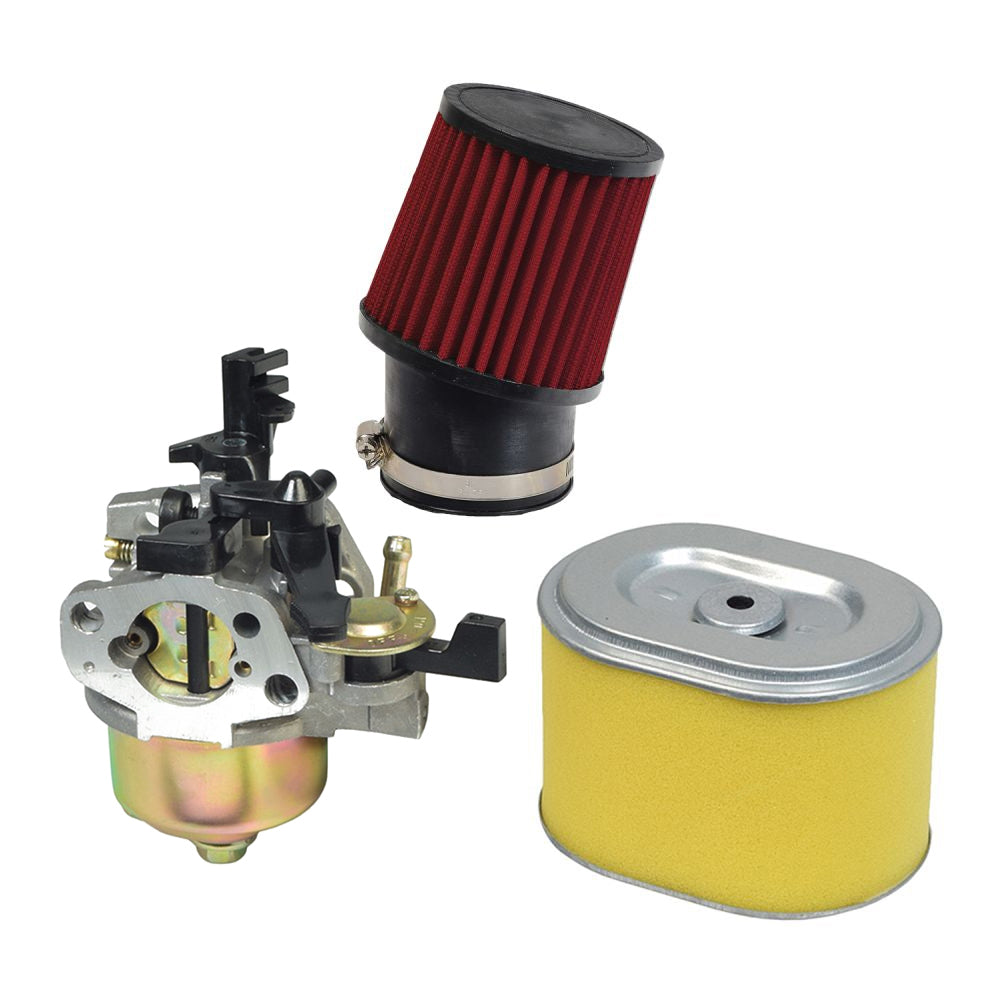 Carburetor with 24 mm Air Intake for Predator 212cc 6.5 HP & 224cc 6.6cc Engines, featuring a red air filter and a yellow and silver cylindrical component.