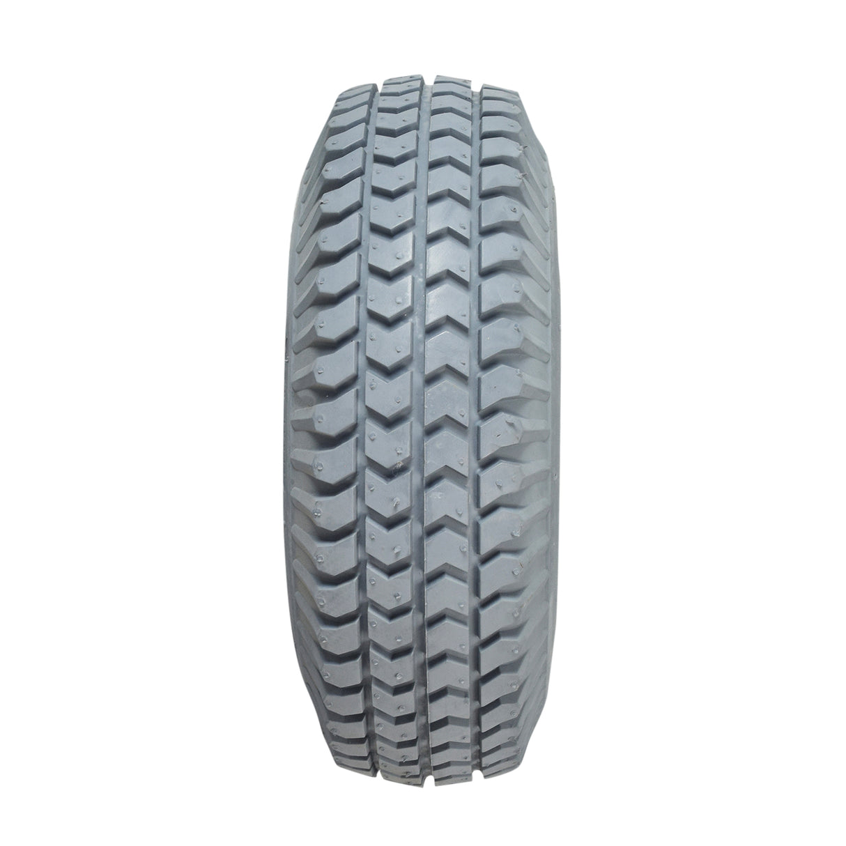 Close-up of a 3.00-4 (10x3, 260X85) Foam-Filled Mobility Tire with C248 Powertrax Tread, showcasing the knobby tread pattern designed for mobility scooters and power chairs.