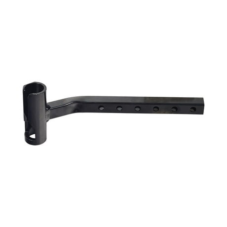 Leg Rest Hangers for the Pride Mobility Universal Seat Frame, showing a black metal and plastic rectangular object with holes, compatible with various Pride Mobility power chairs.