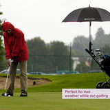 Golf Umbrella with Foam Handle held by a golfer on a rainy day, featuring a durable construction and a comfortable foam grip handle for extended use.