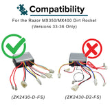 ZK2430-D-FS Control Module & 4-Wire Throttle Combination for Razor MX350 and MX400 (V33 -36)