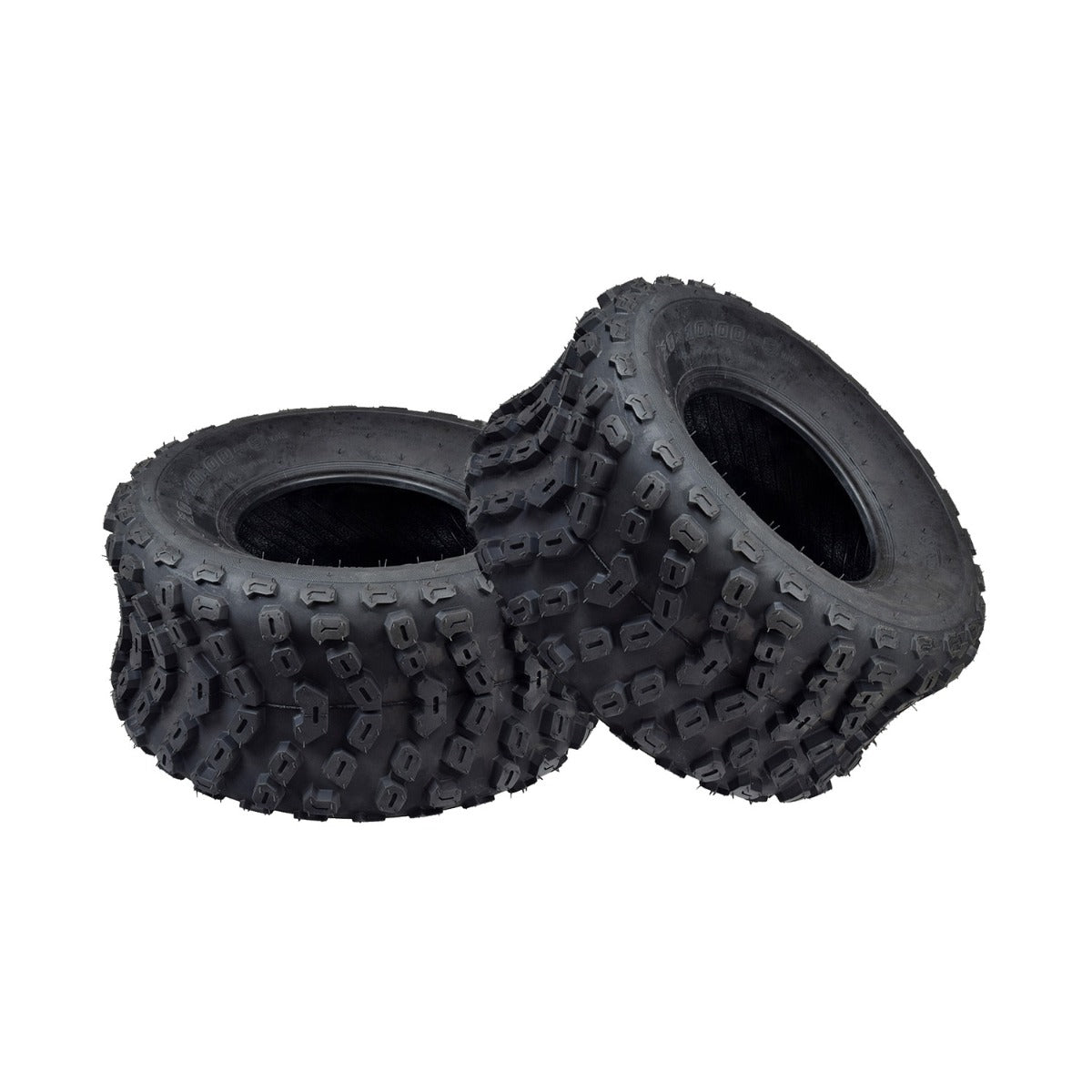 Set of Two 20x10.00-9 (250/55-9) ATV & Go-Kart Tires, featuring deep treads ideal for off-roading. Perfect for quad ATVs, ride-on lawnmowers, and garden tractors.