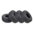 145/70-6 Tire with Knobby Tread for TaoTao ATA-110B & Boulder B1 ATVs (Set of 4), showing a close-up of stacked, black knobby tires designed for enhanced traction on various surfaces.