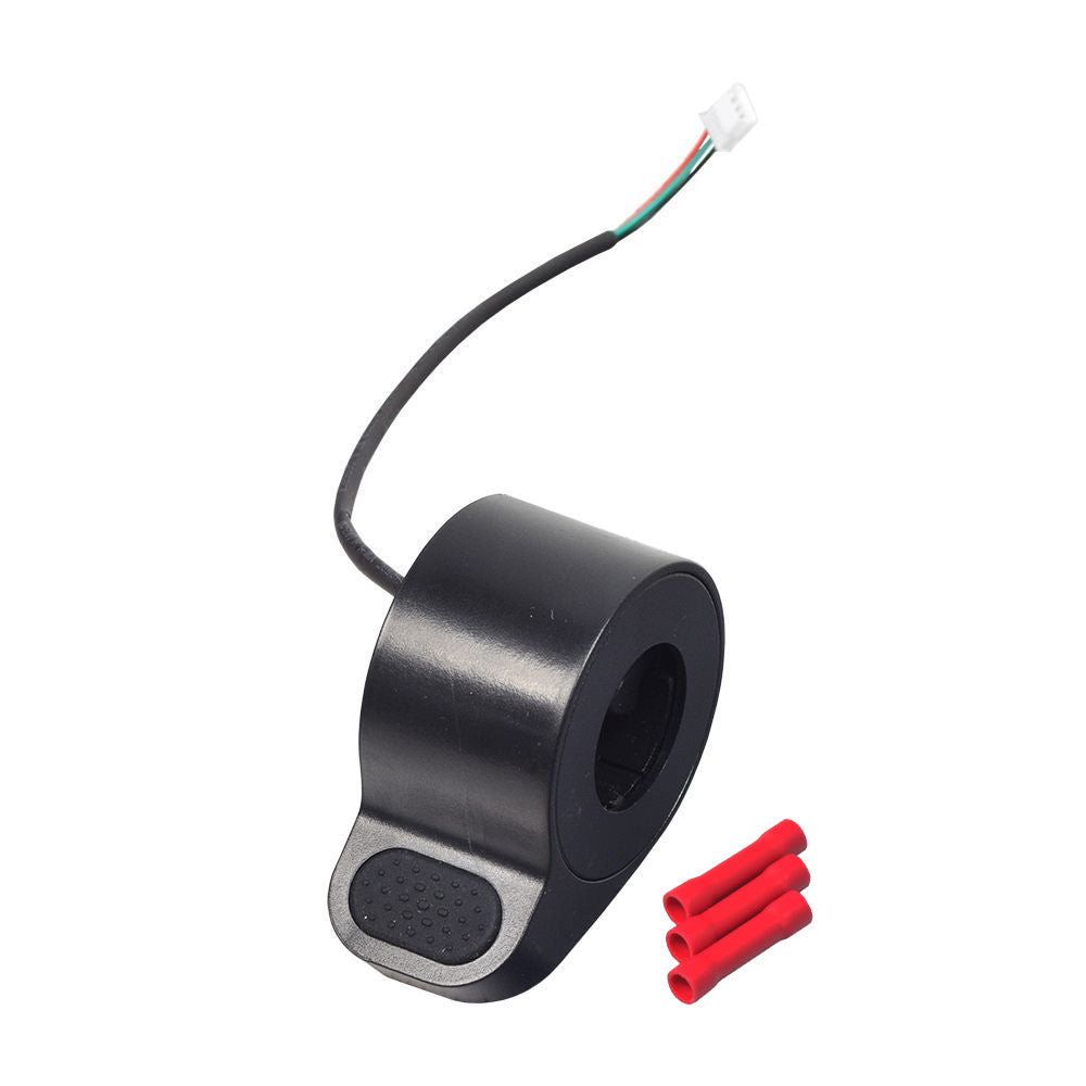 Replacement Thumb Throttle for the GOTRAX GXL V2 Electric Scooter, featuring a black round device with a wire and red wires, complete with a 3-wire harness and a silicone thumb pad.