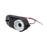 6 Volt Motor & Gearbox Assembly for Kidzone Ride-On Bumper DIY Race Car, showcasing a black and white device with red wires, designed in left-side and right-side configurations with unique wire connectors.