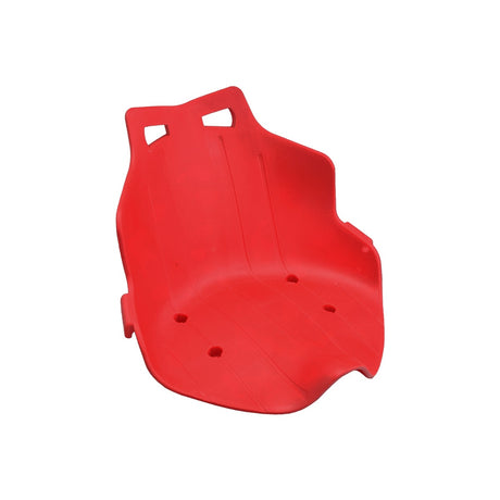 Plastic Seat for the Razor PowerRider 360: A red plastic replacement seat with several holes, designed for durability, made from high-quality ABS plastic, and compatible with the Razor PowerRider 360.