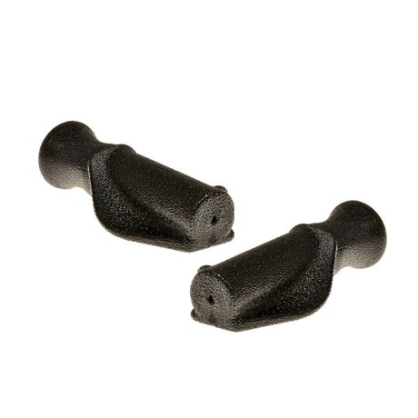 Hand Grips for Medline Rollator Walkers, close-up of two black, ergonomically designed, textured hand grips made of hard rubber, suitable for left and right side configurations.