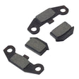 Front Brake Pad Set for Coleman AT125-EX & AT125-UT ATVs (Left & Right), showing close-up views of four asymmetric black metal pads designed for front calipers, ready for mounting.