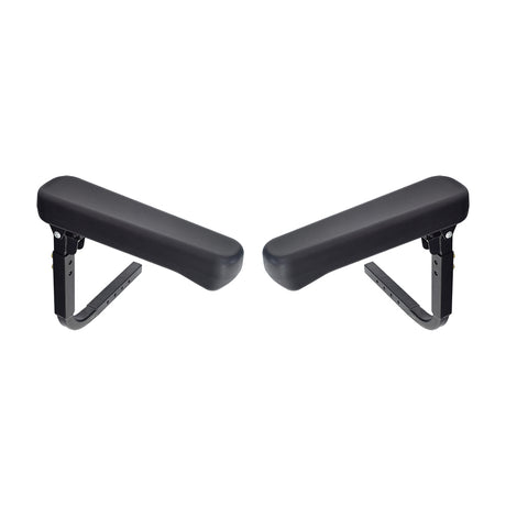 Armrest Assembly w/o Pads for the Golden Buzzaround EX (GB118/GB148) & Buzzaround XL (GB116/GB117) featuring black padded vinyl armrests, adjustable metal tubing, and replaceable 14 armpads.