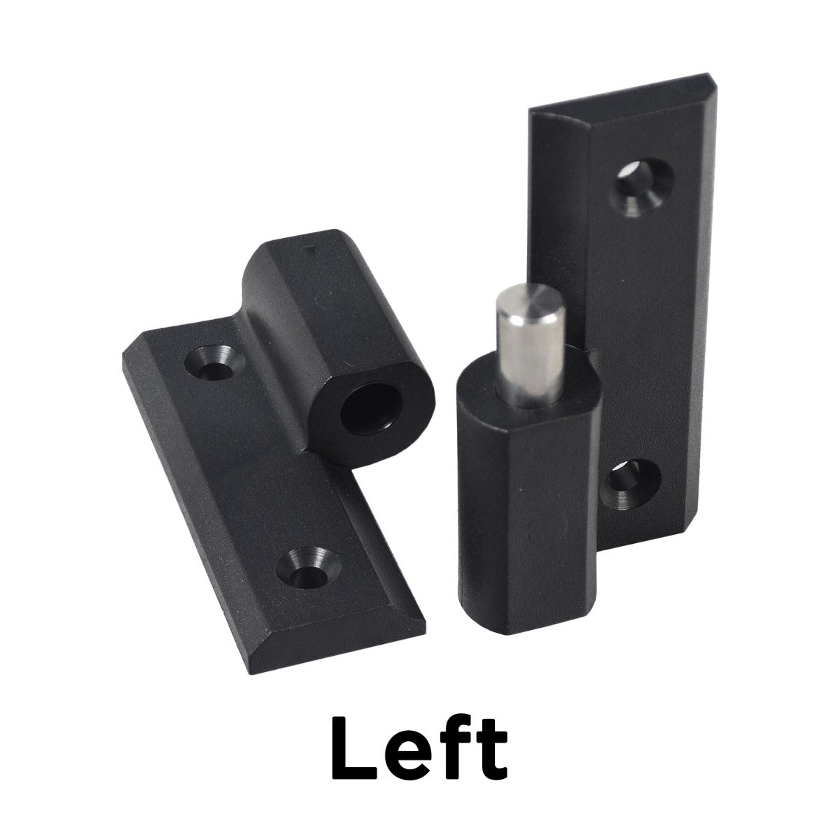 Door Hinge for the Shoprider Flagship (889 XLSN) scooter, featuring a black metal hinge with a silver rod and mounting holes, designed for easy DIY replacement on either left or right side.