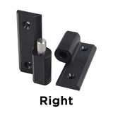 Door Hinge for the Shoprider Flagship (889 XLSN) showing black metal and silver parts, including pintle & gudgeon style components with mounting hardware for easy DIY repair.