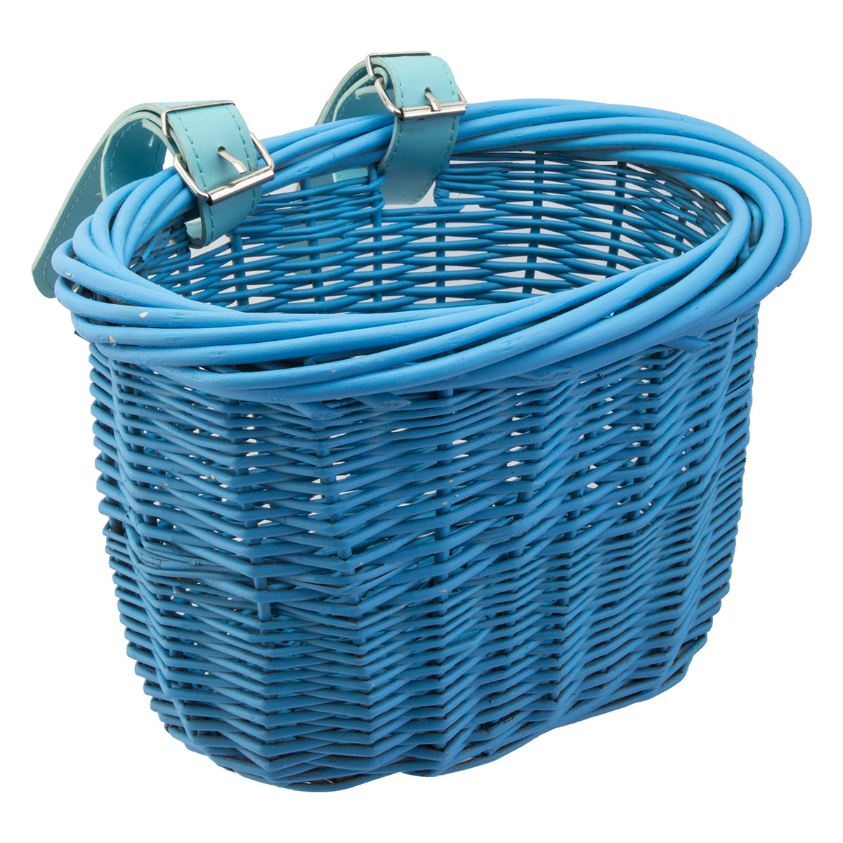 Willow Mini Strap-On Handlebar Basket for Bikes & Scooters, featuring a woven willow design with two plastic straps and buckles for secure attachment; ideal for carrying gear stylishly.