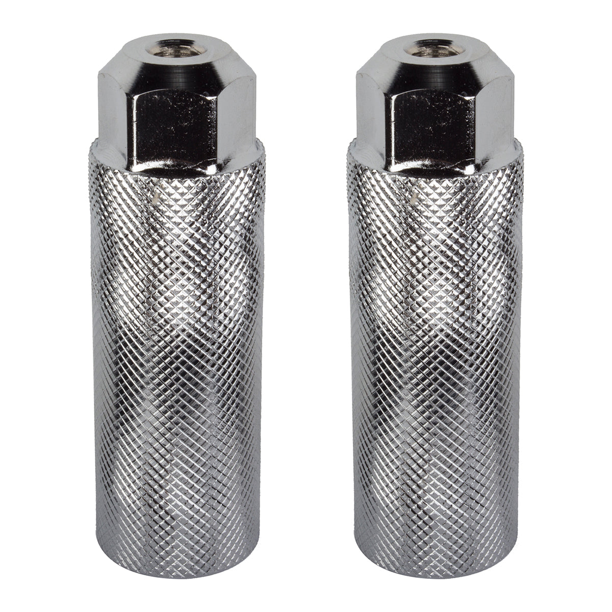 3/8 Lead Foot Steel Axle Pegs for Bikes (Set of 2), shown in close-up, highlighting their knurled, grooved surface. Ideal for BMX stunts, these steel pegs fit 3/8 axles.