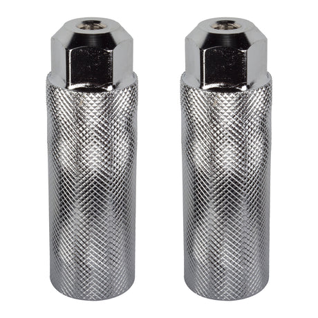 3/8 Lead Foot Steel Axle Pegs for Bikes (Set of 2), shown in close-up, highlighting their knurled, grooved surface. Ideal for BMX stunts, these steel pegs fit 3/8 axles.