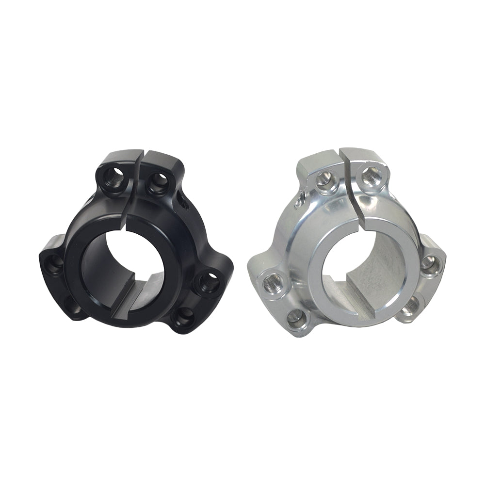 1-1/4 Bore Rear Wheel Hub for Go-Karts & Drift Trikes, featuring a black and silver metal construction with pre-drilled bolt holes and a milled bore for axle key.