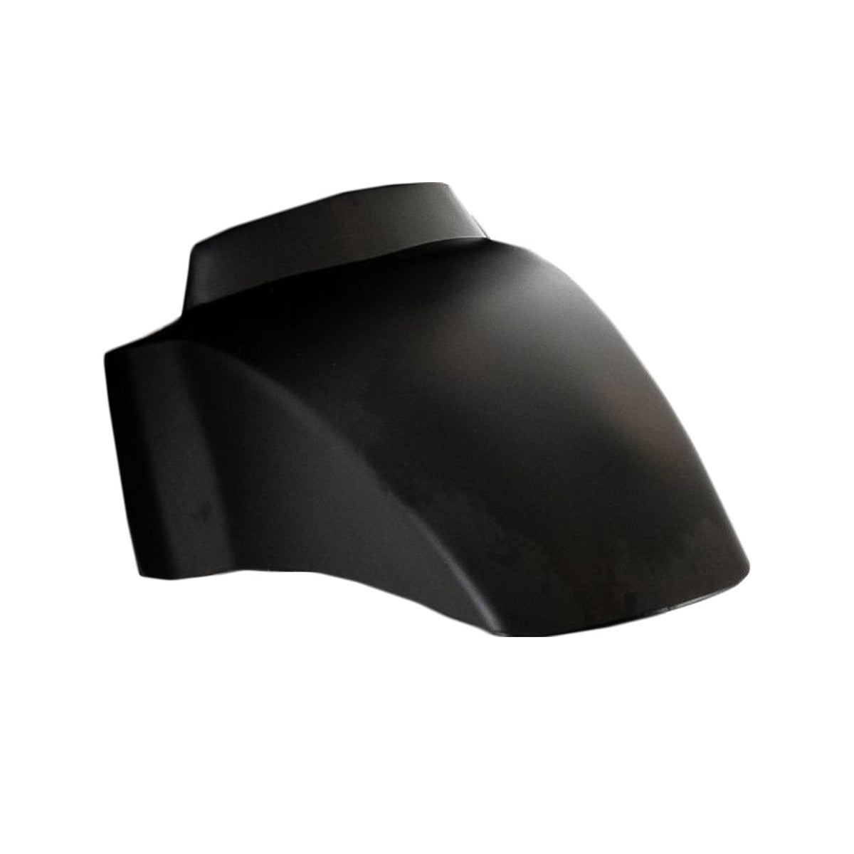 Front Fender for the Pride Mobility Raptor (R3-1700) Scooter: a compact, black plastic component designed to shield the rider from debris, ensuring a clean and safe ride.