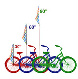 Multicolor Sail Flag for Bikes & Scooters: A vibrant flag attached to bicycles, enhancing visibility and adding flair. Includes a sturdy, multi-piece flagpole and mounting bracket for easy installation.