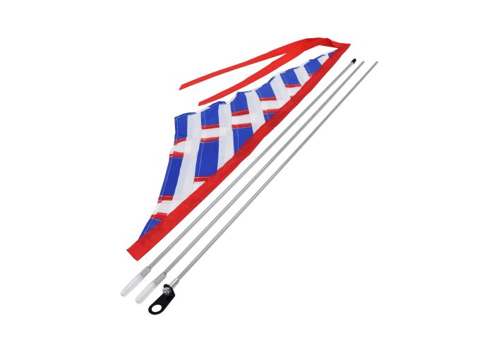 Close-up of the Patriotic Sail Flag with White Flagpole for Scooters, Bikes, & More, featuring strong sewn panels.