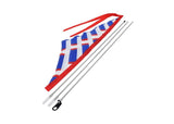 Close-up of the Patriotic Sail Flag with White Flagpole for Scooters, Bikes, & More, featuring strong sewn panels.