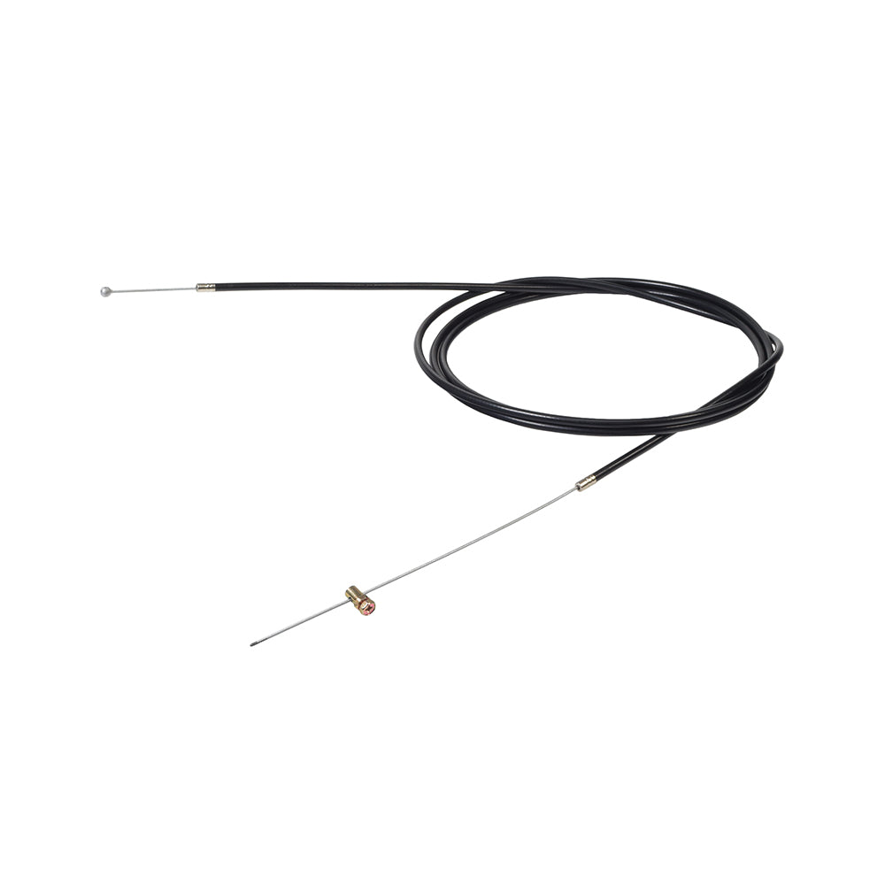 Go-Kart Throttle Cable with Ball & Barrel Ends (269 Rotary Style), featuring a black cable with a metal rod, designed for optimal throttle control on go-karts.