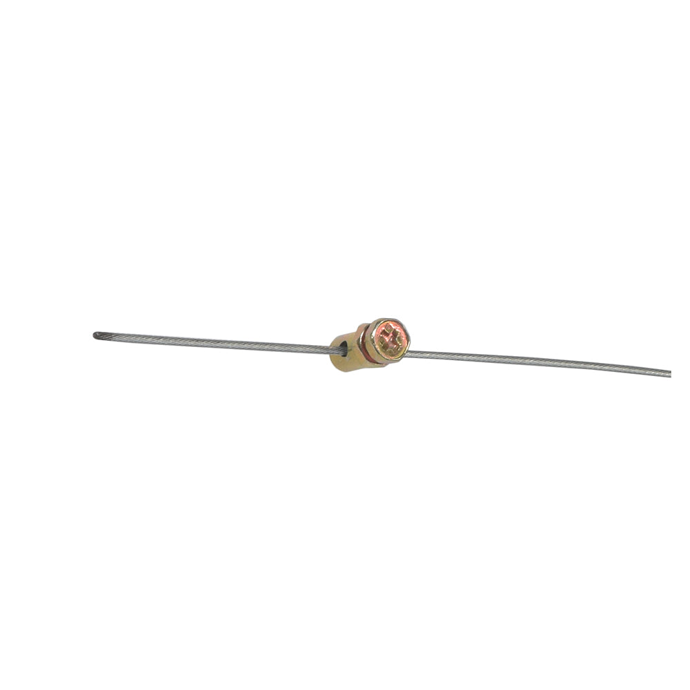 Go-Kart Throttle Cable with Ball & Barrel Ends (269 Rotary Style) featuring a close-up of the metal rod and screw components, showcasing the detailed structure and ends for optimal functionality.