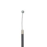 48 Go-Kart Throttle Cable with Ball & Bare Wire Ends, showcasing a close-up of the black metal cable with a silver retaining ball for secure adjustment.