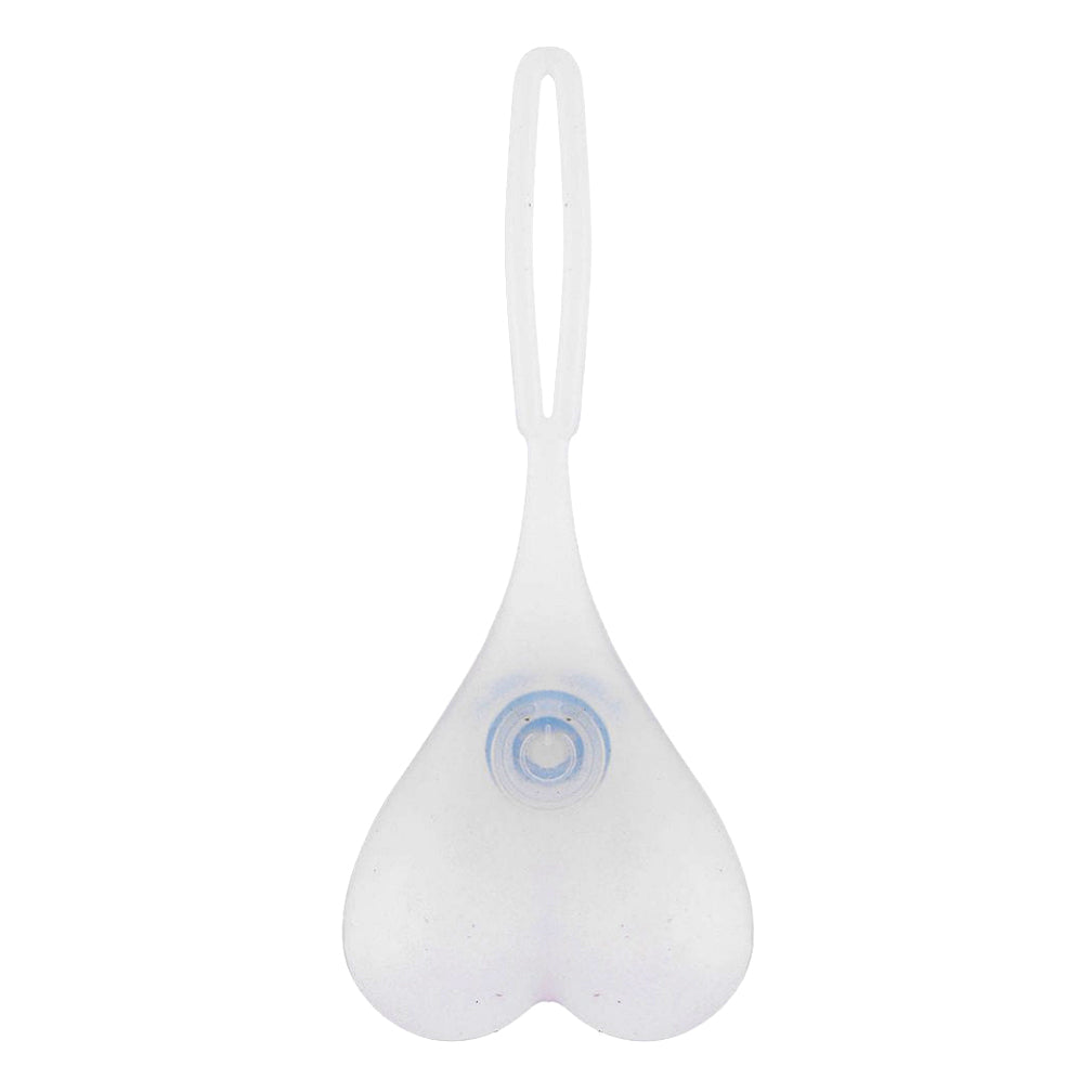 Inverted Heart Scooter Tail Light, a white heart-shaped silicone accessory, shown close-up, designed to enhance visibility with three flashing modes, easily attachable to scooters or power chairs.