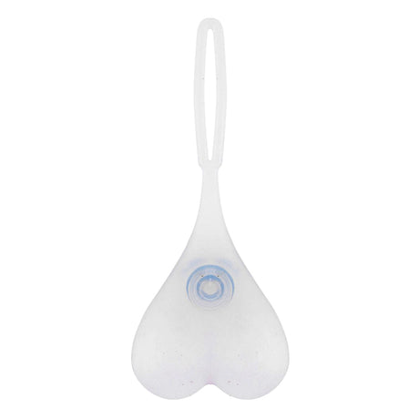 Inverted Heart Scooter Tail Light, a white heart-shaped silicone accessory, shown close-up, designed to enhance visibility with three flashing modes, easily attachable to scooters or power chairs.