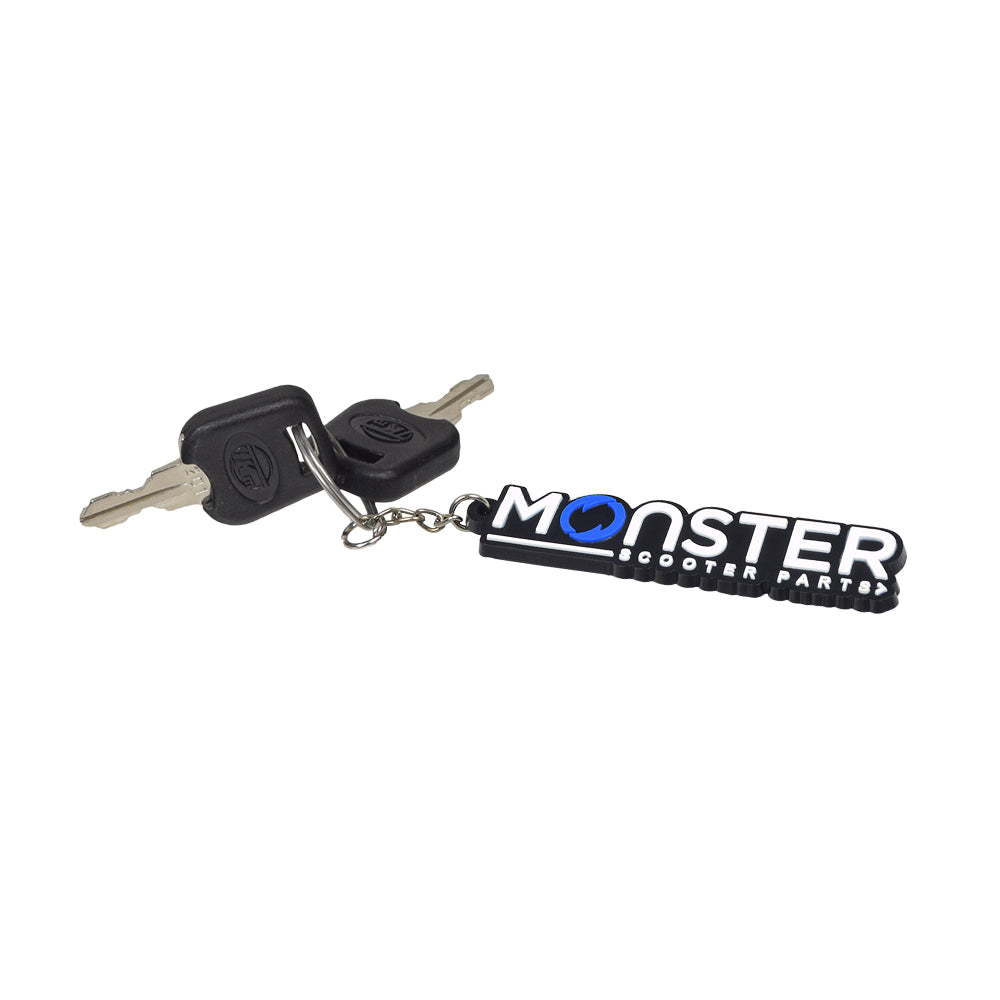 Two keys on a key chain for the Merits Roadster Deluxe (S731), perfect for replacing lost keys or having spares.