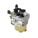 Carburetor with 24 mm Air Intake & Water Trap for the Coleman RB200 212cc Mini Bike, featuring a close-up of the metal components, manual choke, fuel shut-off valve, and water trap reservoir.