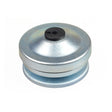 3/4 Shaft Series 30 Torque Converter Driver Clutch Assembly for the Realtree RTK200 Go-Kart; a round, silver metal object with a black central hole, resembling a cylinder.