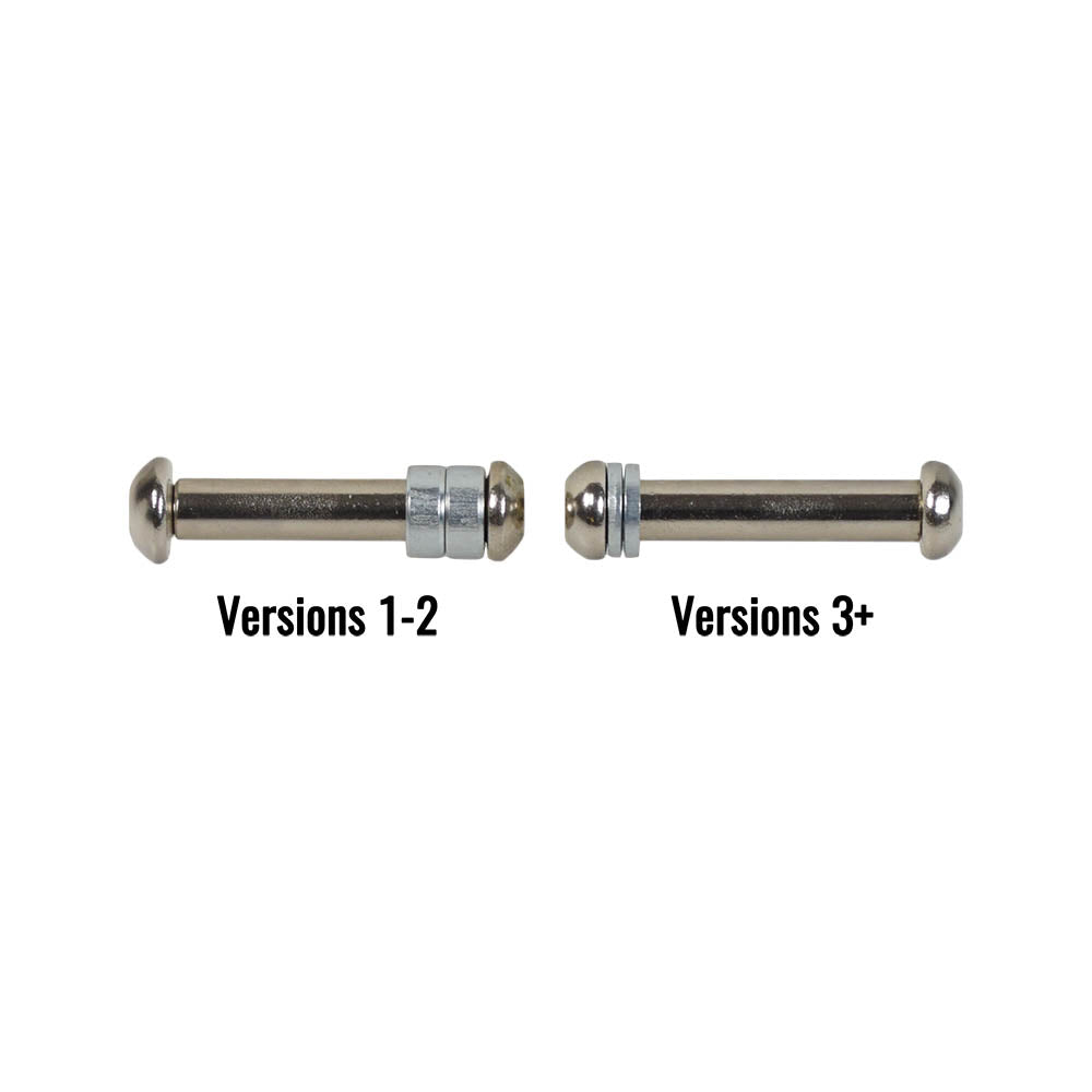 Caster Axle Bolts for the Razor Crazy Cart XL (Set of 2) - close-up showing a wrench and detailed view of metal components including a female barrel nut, male threaded fastener, and spacers.