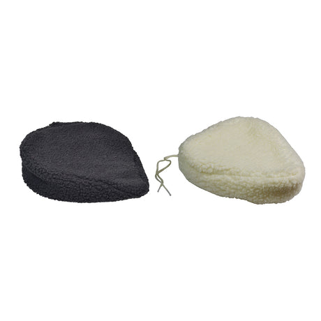 Universal Fleece Seat Cover for Bike & Scooter Seats: A thick, plush, black and white faux fur cover designed for added comfort, shown on a white background.