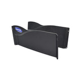 Full Length Clothing Guard for Invacare Tracer & 9000 Series Wheelchairs: A black plastic shield with a blue logo, designed to mount under armrest pads, providing protection for rider and clothes.