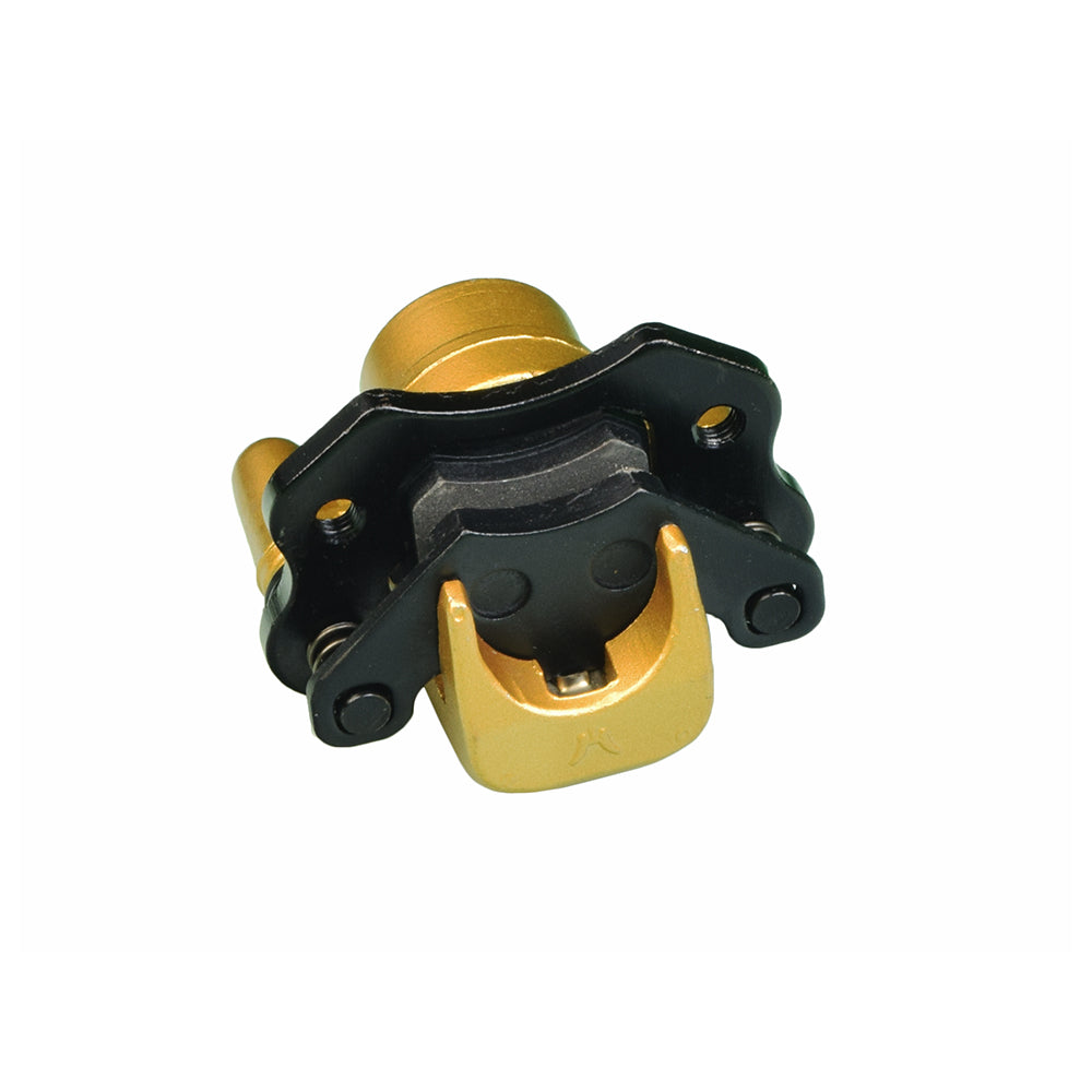 Brake Caliper for Hammerhead Off-Road® 80T & MudHead Go-Karts, shown as a gold and black metal component with intricate detailing, suitable for various go-karts and off-road vehicles.