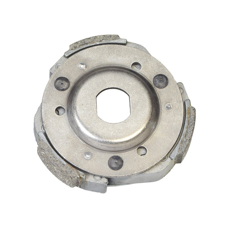 Clutch Shoe Assembly for 150cc Hammerhead Off-Road® Go-Karts, featuring a circular metal component with a central hole, crucial for 4-stroke GY6 engines, includes clutch pads, springs, and backing plate.