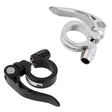 Premium Quick Release Seat Clamp for Bikes & Scooters, featuring a sturdy silver metal construction with a round handle. Ideal for 28.6 mm (1-1/8) seat tubes on bicycles and scooters.