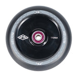 110 mm AO Helium Kick Scooter Wheel featuring a black design with white text, a round center, and pre-installed Titen ABEC 9 bearings.