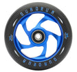 110 mm AO Quadrum Kick Scooter Wheel featuring a black and blue design with a blue rim, pre-installed Titen ABEC-7 bearings, and a 5-spoke pattern.