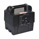 24 Volt Battery Box Assembly for the EV Rider MiniRider, featuring a black box with a lock, designed as a replacement or backup power source for the scooter, ensuring reliable performance with fresh, high-quality batteries.