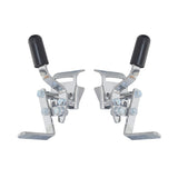 Invacare Style Wheel Lock for Wheelchairs with Detachable Armrests (Set of 2) featuring metal levers with black handles, designed to mount low on the wheelchair frame next to the wheels.