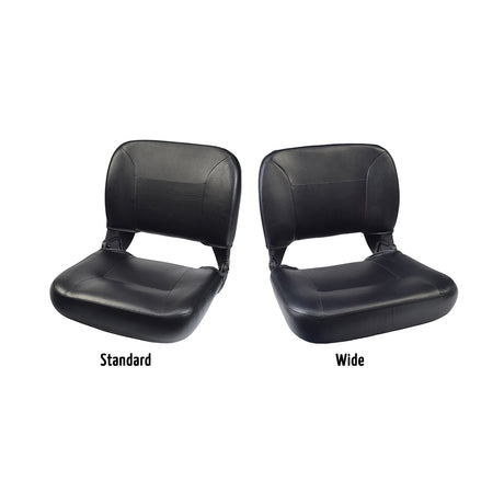 Universal Seat Assembly for the Golden Buzzaround XL (GB116) & LiteRider PTC (GP162) showing a black, cushioned seat with a backrest and a convenient enclosed pouch, suitable for various mobility scooters.