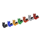 Aluminum Dirt Bike Chain Tensioner with adjustable torsion spring, shown in various vivid colors, suitable for multiple dirt bike brands and models.