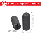 Black Rubber Tips for 5/8 Flat Invacare Style Wheelchair Wheel Locks (Set of 2) - Close-up of two black rubber cylinder tips with a 5/8 lever slot for wheelchair wheel locks.