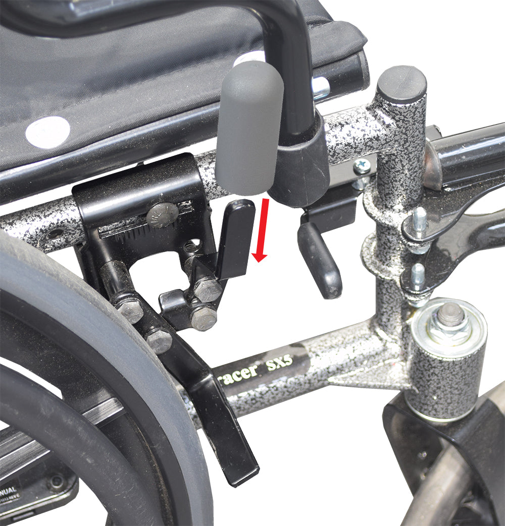 Gray Rubber Tips for 5/8 Flat Invacare Style Wheelchair Wheel Locks (Set of 2), shown in close-up, highlighting the gray rubber tips designed for wheelchair brake levers, providing secure grip and functionality.