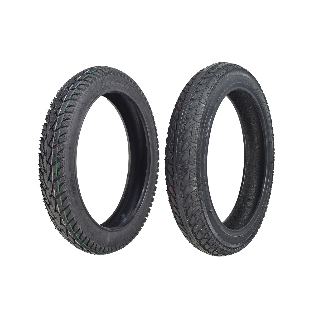 16x2.50 Tubeless Pneumatic Tire for X-Treme Electric Scooters, featuring a close-up view of the black tread with a directional P1095 pattern, suitable for pre-2018 eWheels EW-36 scooters and jogging strollers.