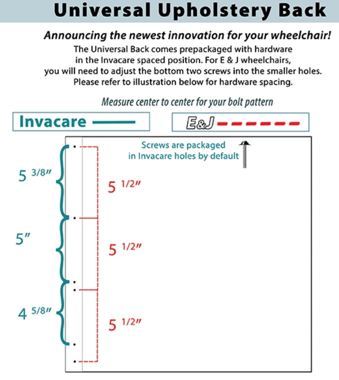 Diagram illustrating the 18W x 18H Vinyl Seat Back for Wheelchairs, highlighting its easy-to-clean vinyl upholstery and compatibility with various brands.