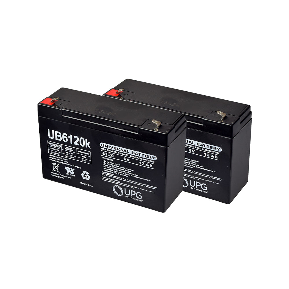 12 Ah 12 Volt AGM Ride-On Battery Pack (Premium) featuring a pair of black batteries with red terminals, suitable for various electric ride-on products.