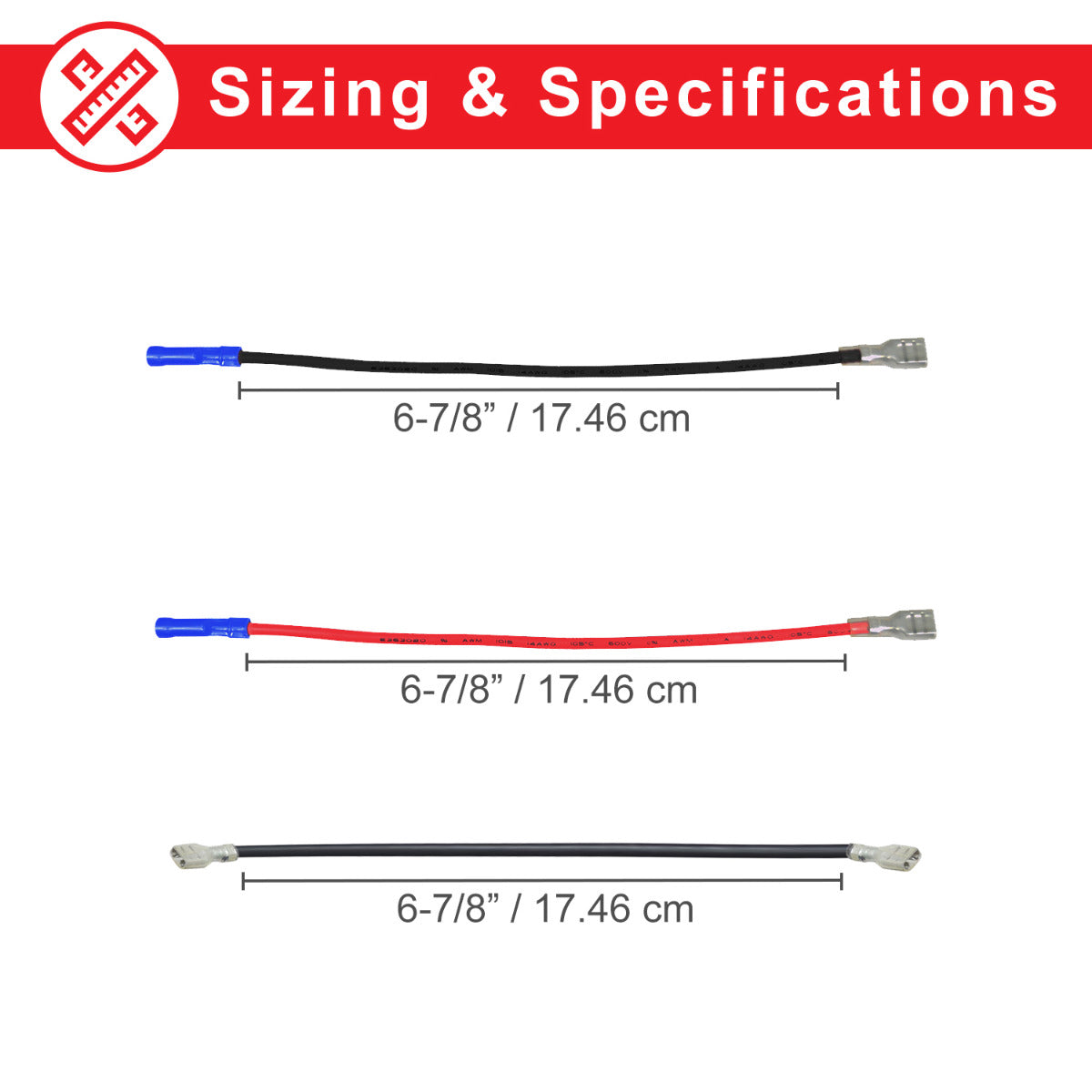 12 Ah 24 Volt UB12120 AGM Battery Pack shown with wiring measurements, diagram of wires, and a red and white sign detailing the product's specifications and compatibility for electric scooters and mobility devices.