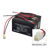 24 Volt Battery Pack for the Razor E200 & Razor E225, featuring two black rechargeable batteries with red and black wires, and a wiring harness for easy installation.